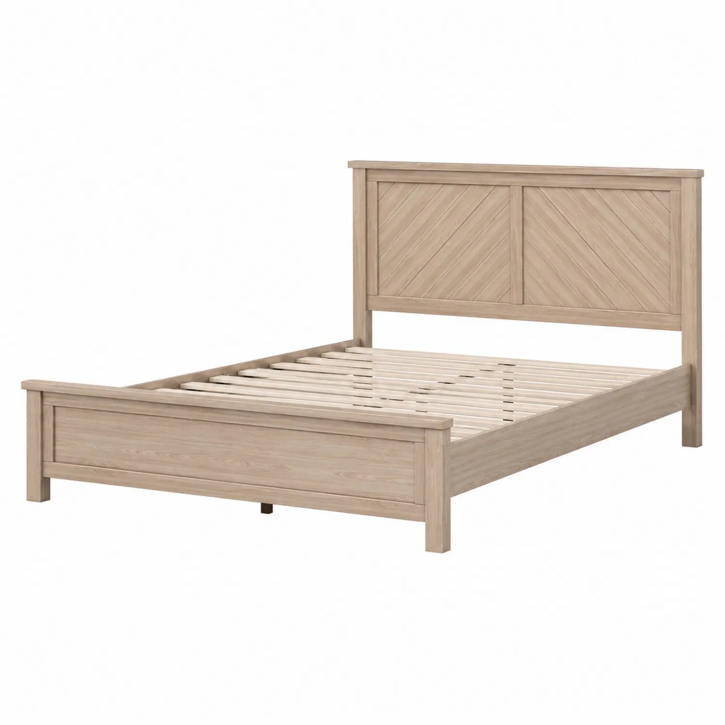 Cama de Madera Maciza con Cabecera Rectangular de 200x160 cm