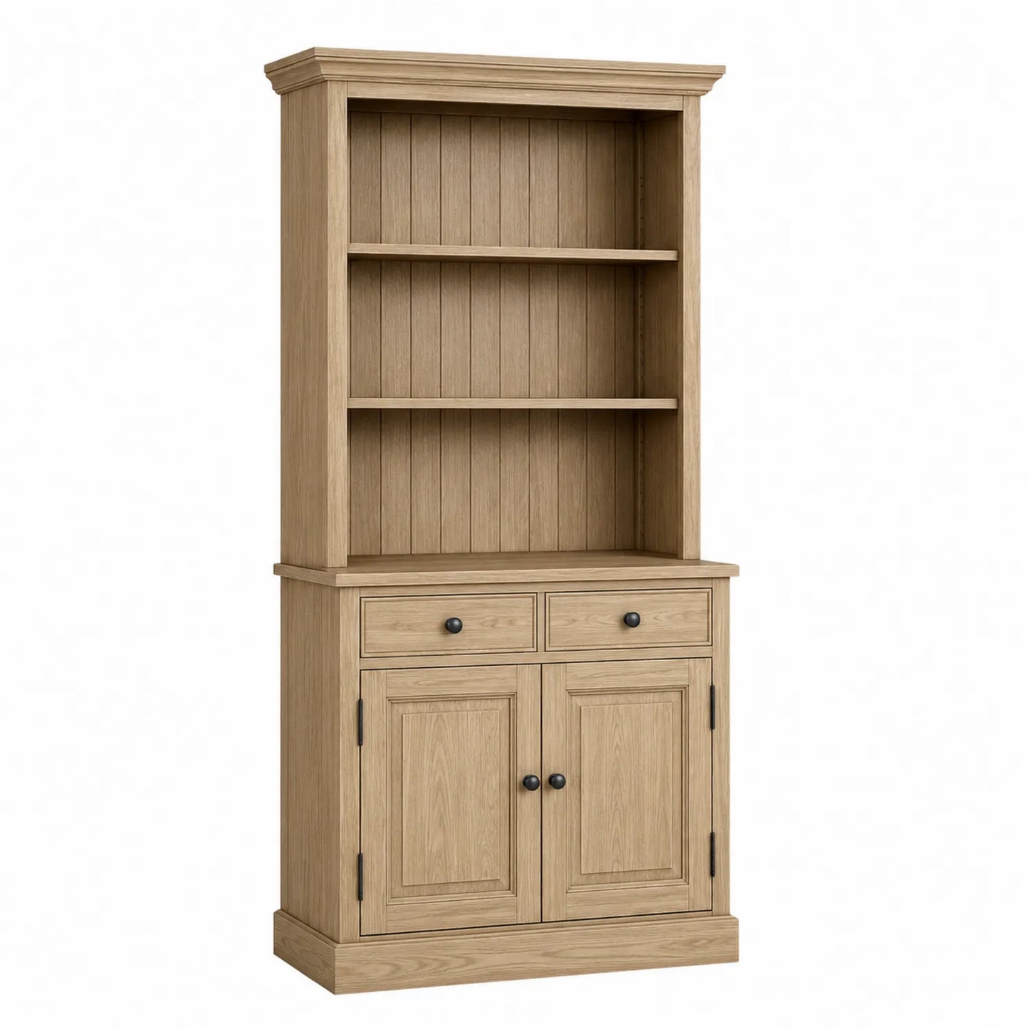 Librería de madera de roble con estantes y puertas 180x80x30 cm