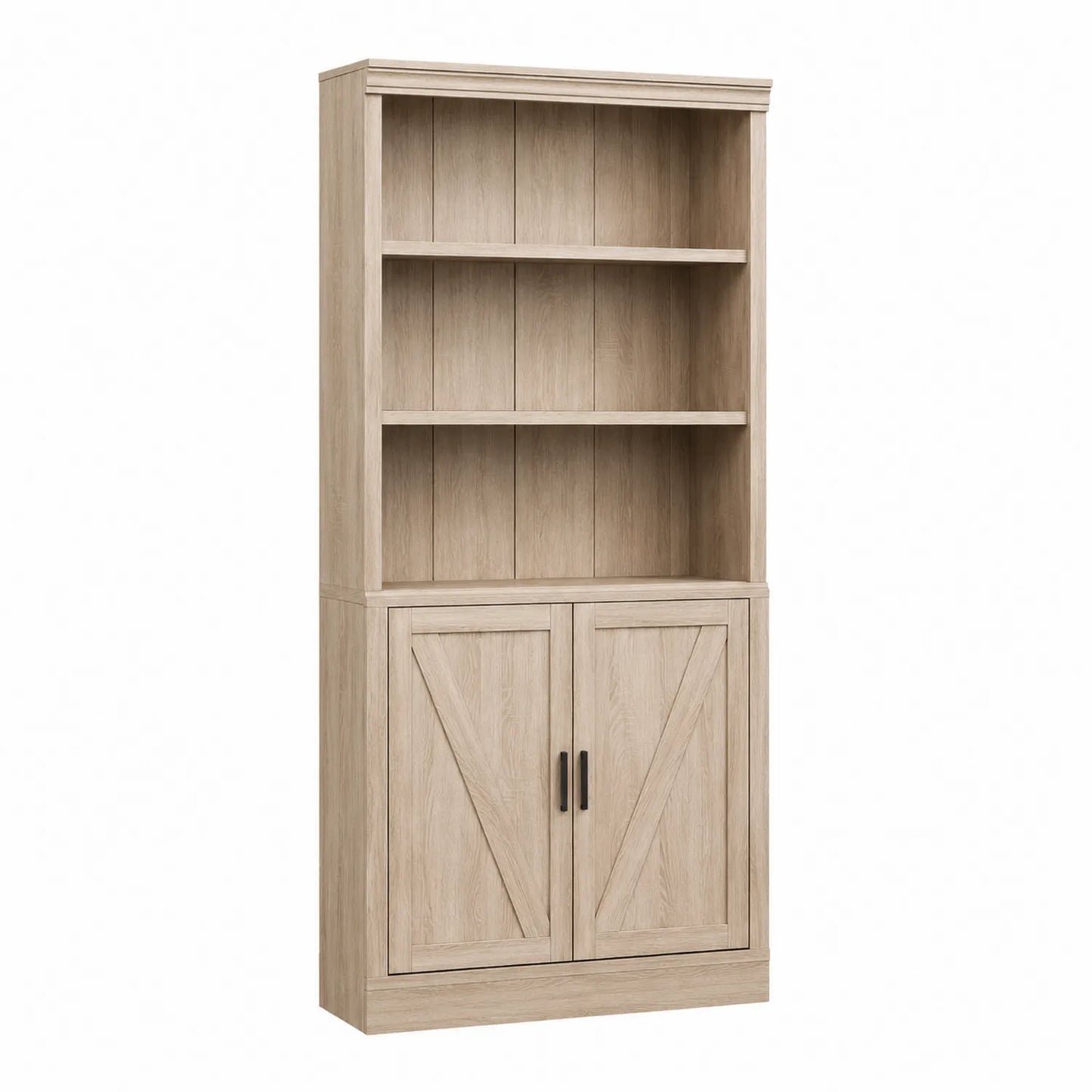 Estantería de Madera de Roble con Puertas y 3 Estantes