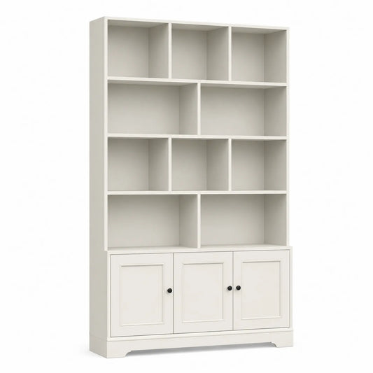 Estantería de MDF Blanca con Puertas y 12 Compartimentos 200x120x30 cm