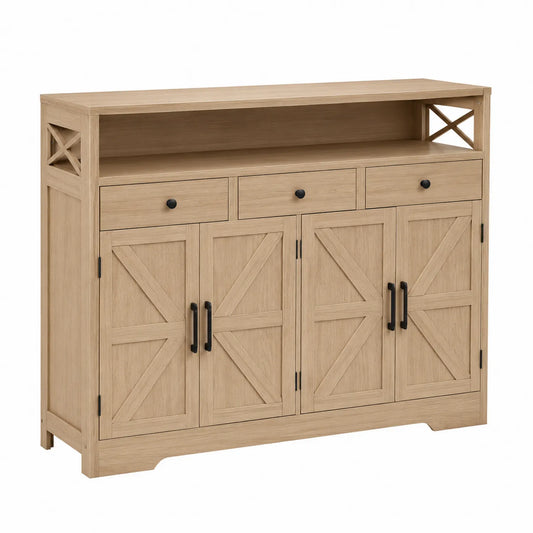 Aparador de madera con 4 puertas y 3 cajones en robledal