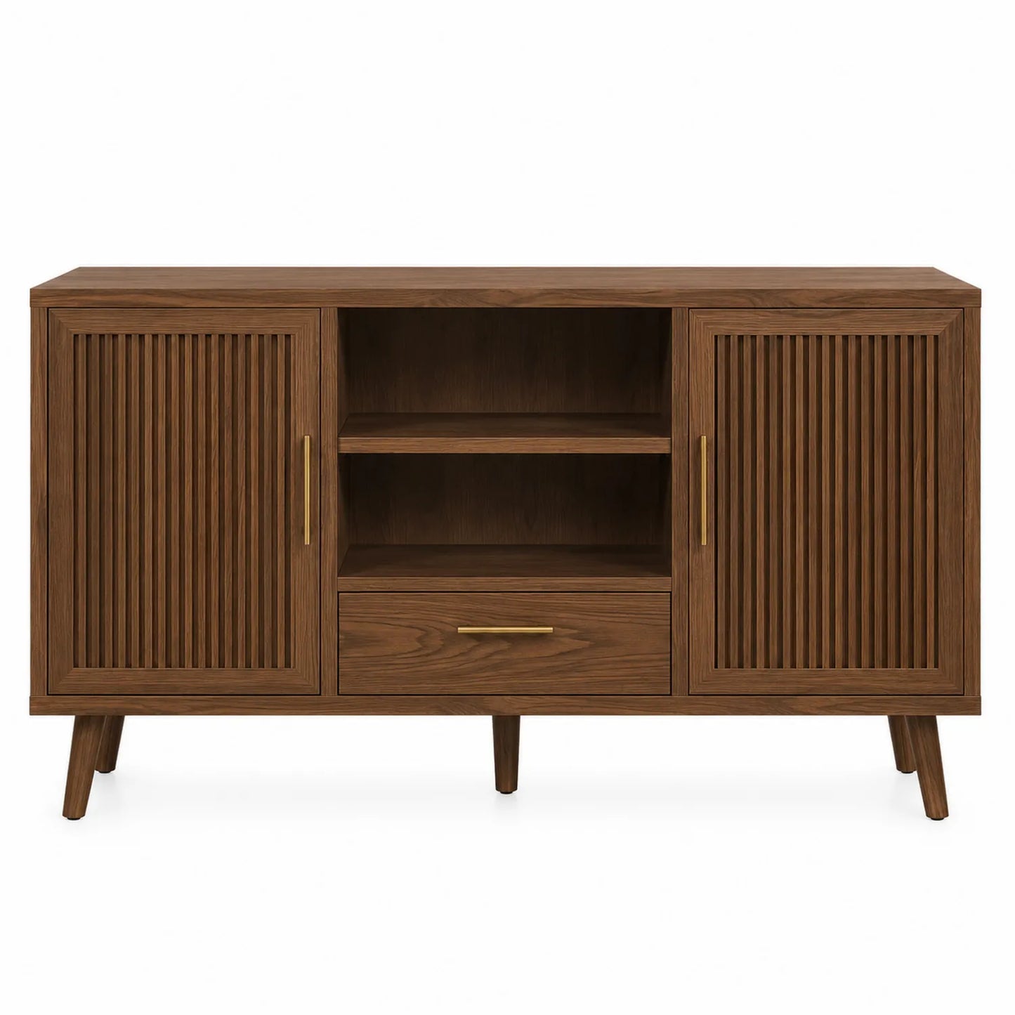 Aparador de madera de nogal con puertas y cajón
