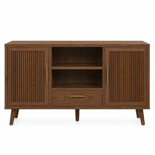 Aparador de madera de nogal con puertas y cajón