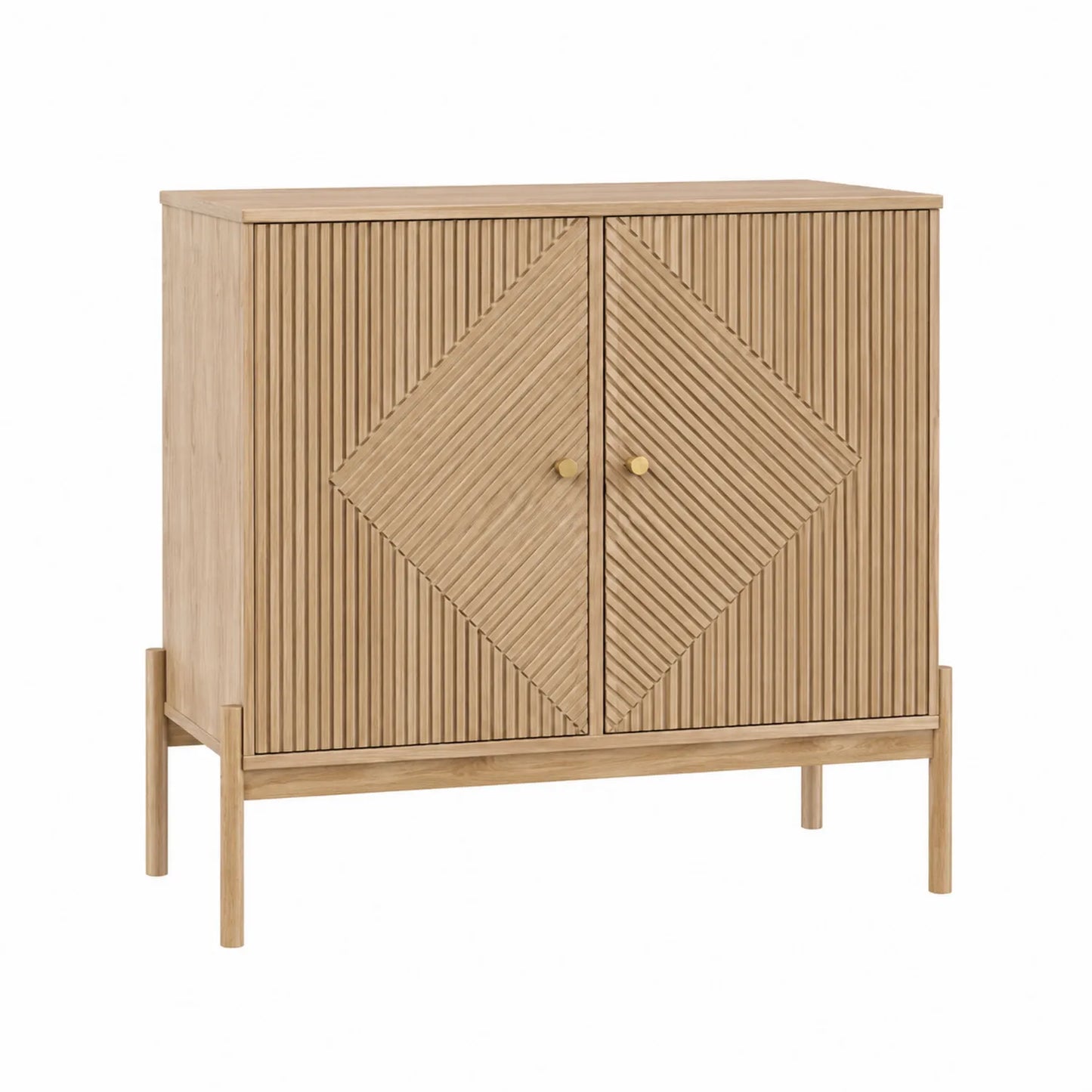 Aparador de madera de roble con diseño geométrico 90x40x80 cm